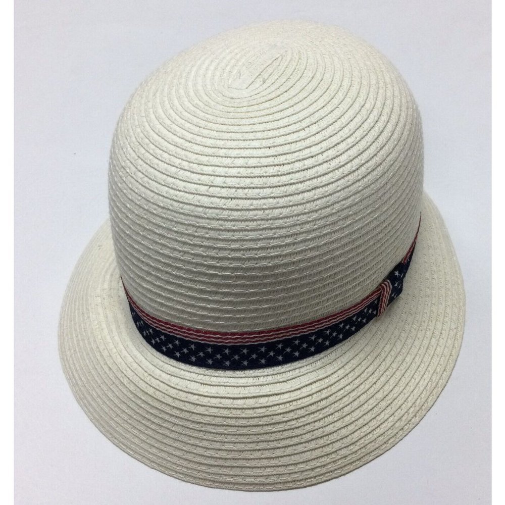 D&Y David And Young Womens Ivory Patriotic Hat July 4th Sun Beach One Size
